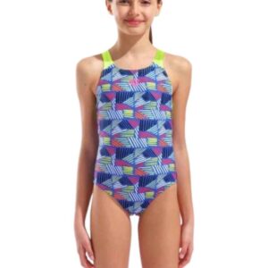 Arena Girl's Candies Swim Pro Back Swimsuit - Multi / Blue / Lime-0