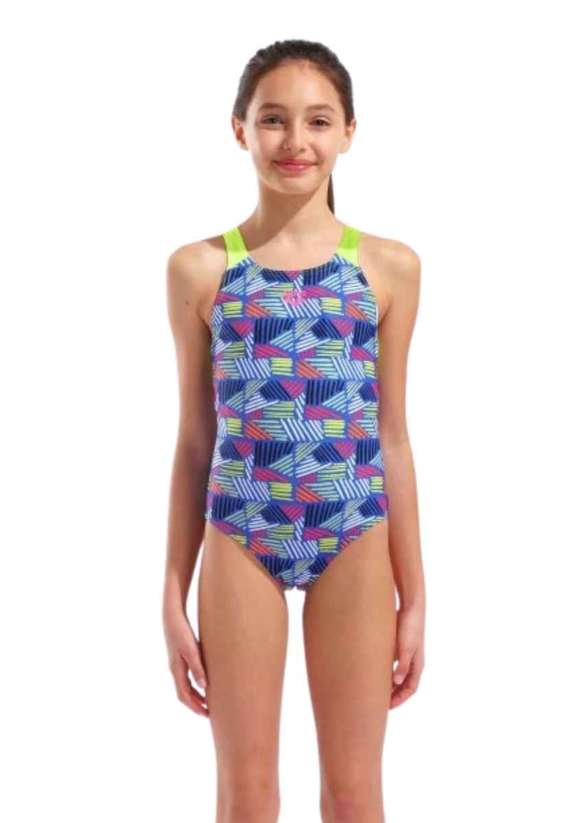 Arena Girl's Candies Swim Pro Back Swimsuit - Multi / Blue / Lime-0