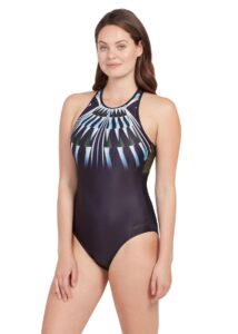 Zoggs Women's Aqua Geo Hi Cross X Back Swimsuit