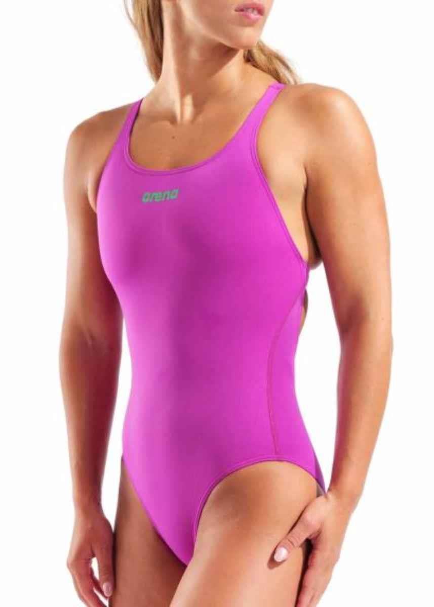 Arena Team Swim Pro Solid Swimsuit - Fuchsia / Green-632976