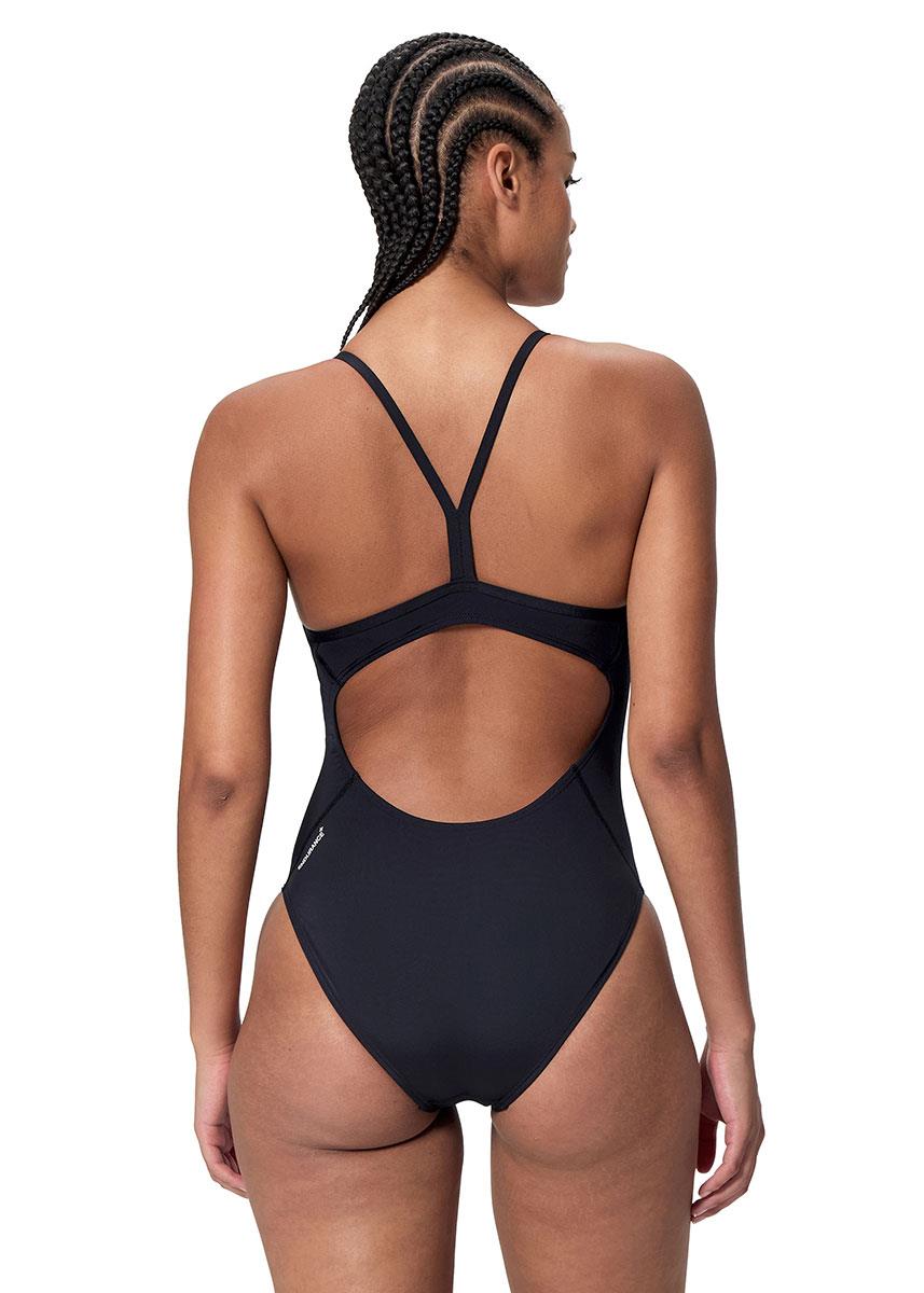 Speedo Womens Endurance+ Logo Thin Strap Swimsuit - Black-633662