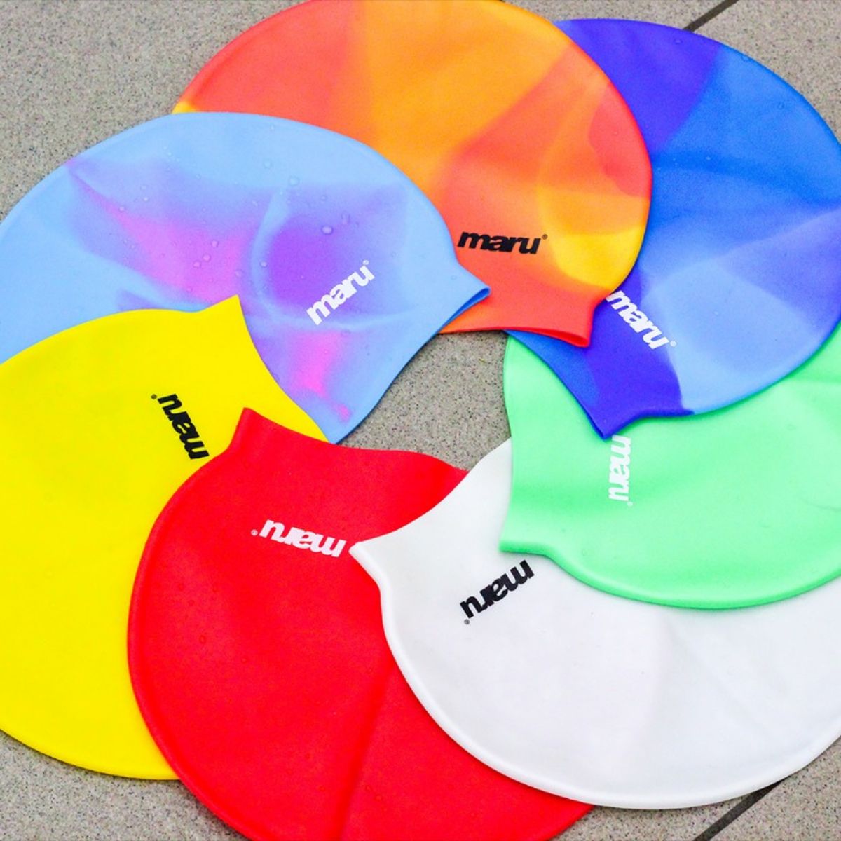 Maru Solid Silicone Swim Caps Yellow - Image 3