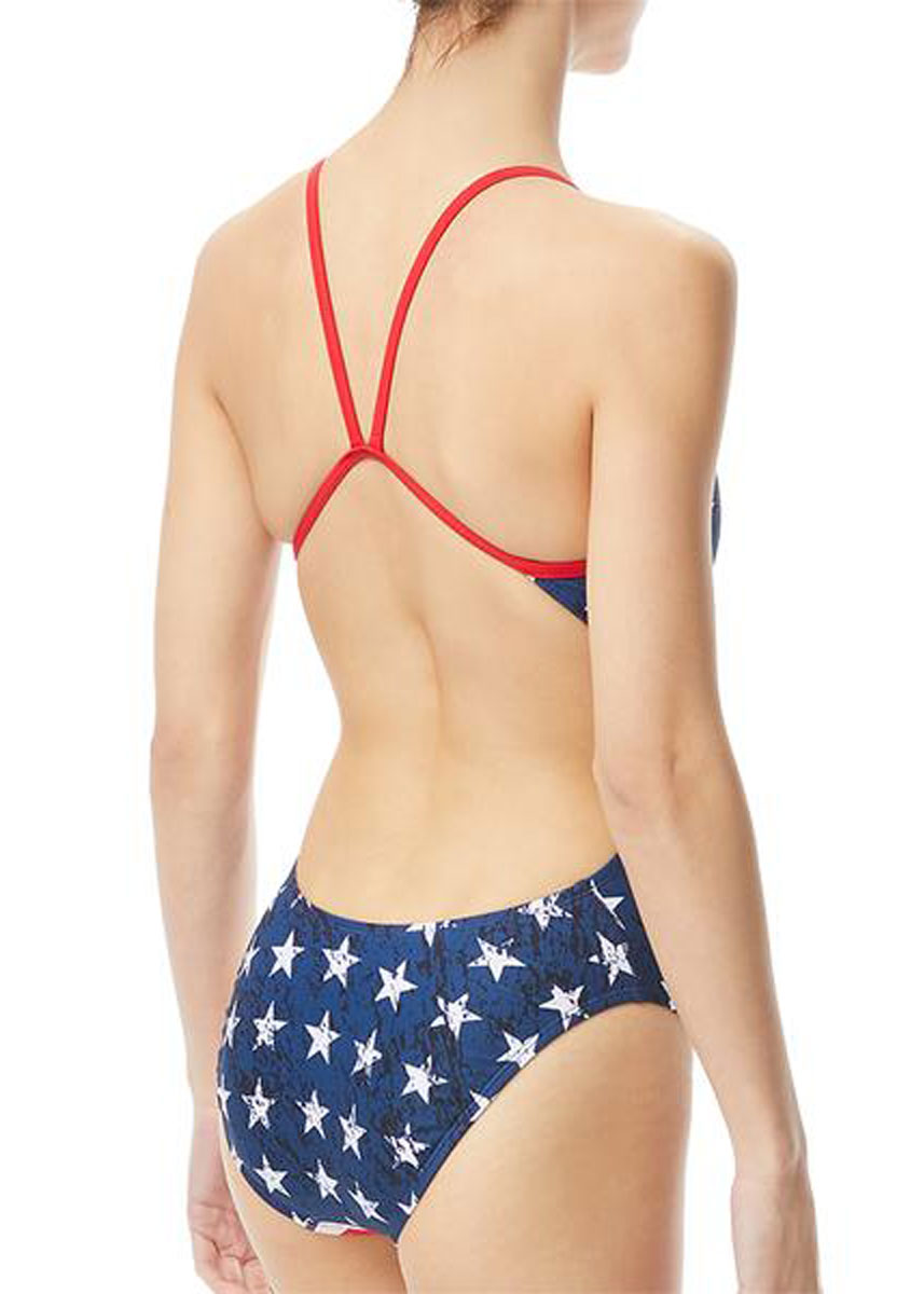 TYR Star Spangled Cutoutfit Swimsuit - Red/White/Blue - Image 7