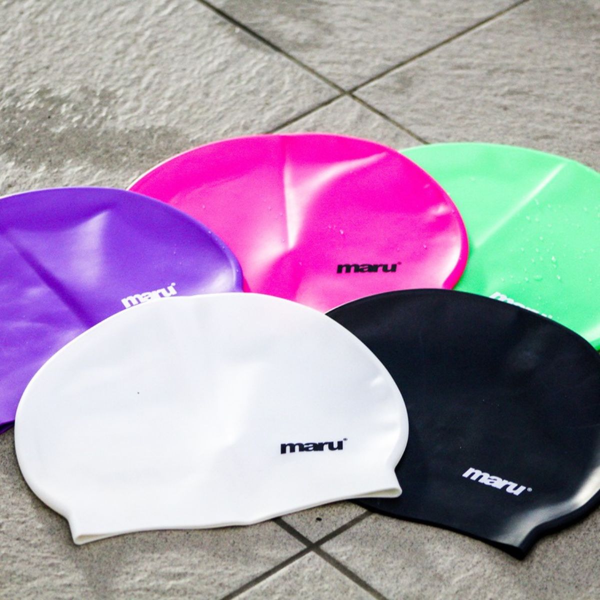 Maru Solid Silicone Swim Cap - White - Image 8