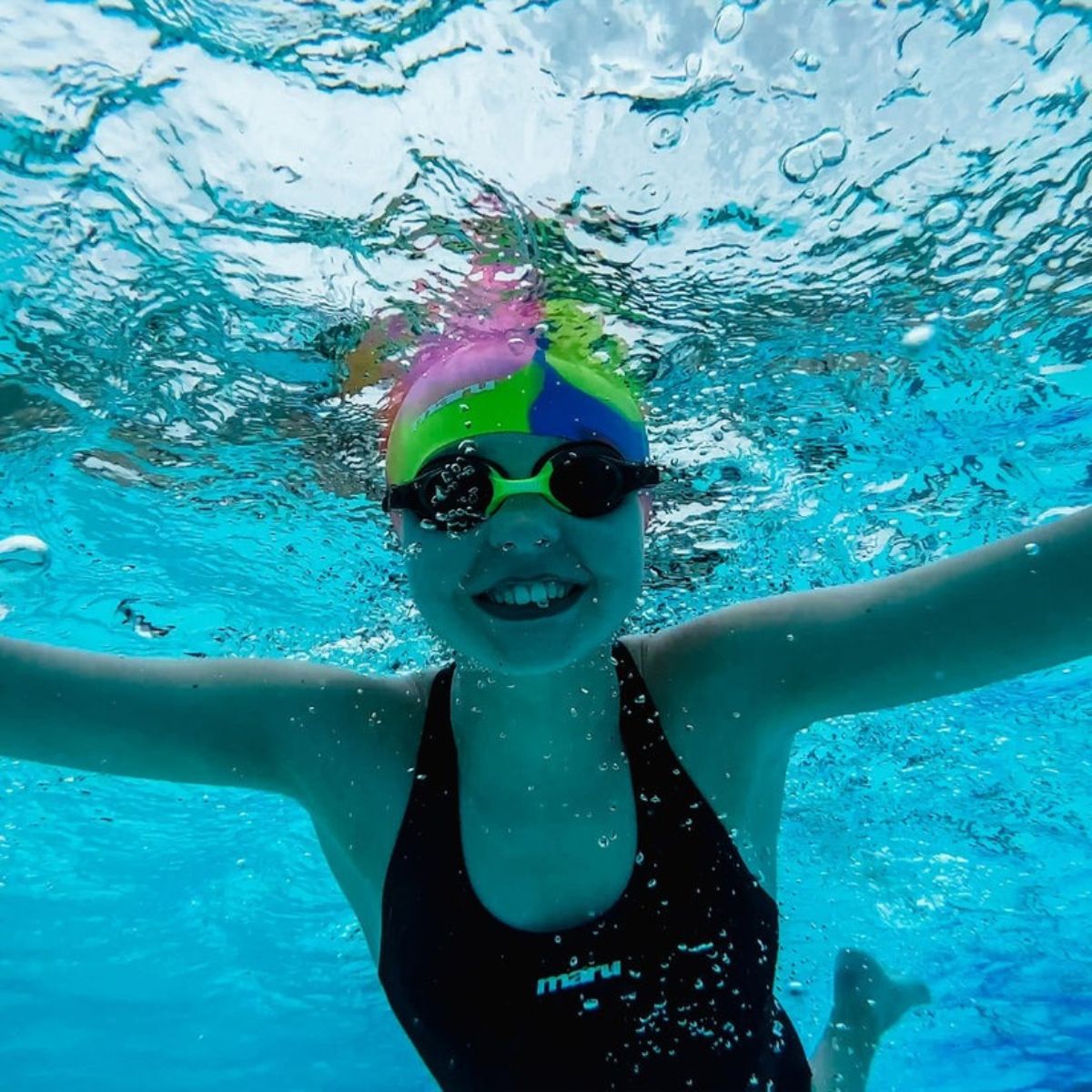 Maru Silicone Swim Cap Pink Blue - Image 11