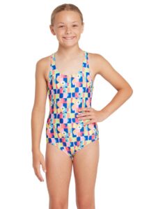 Zoggs Girls Flowerpatch Rowleeback Swimsuit