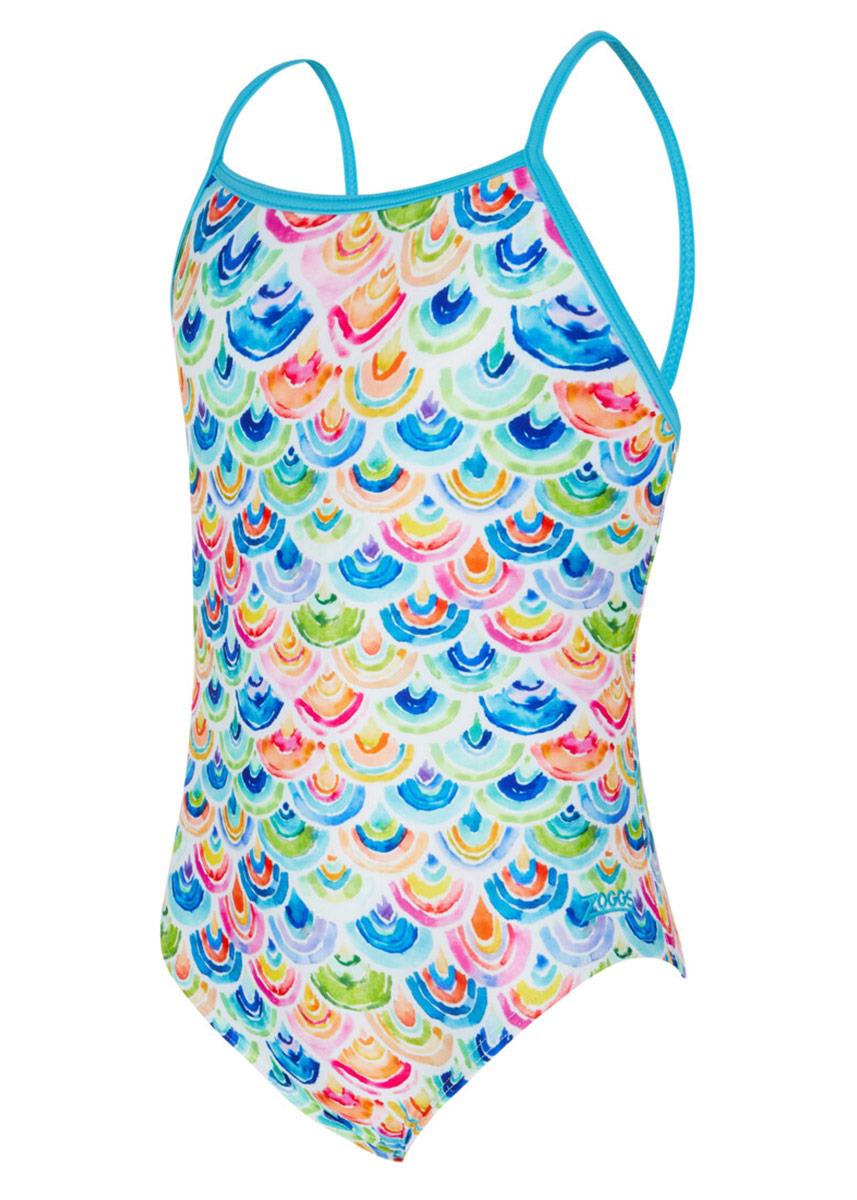 Zoggs Girls Yaroomba Sea Scale Floral Swimsuit - Front view