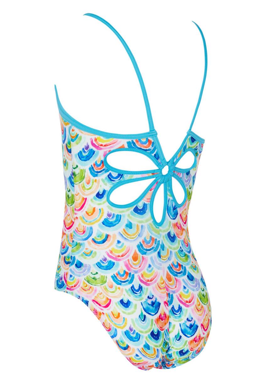 Zoggs Girls Yaroomba Sea Scale Floral Swimsuit - Back view