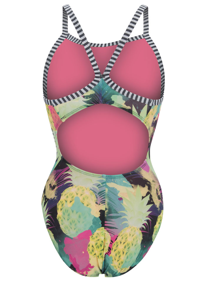 Dolfin Girl's Aloha V-2 Back Swimsuit - Yellow / Pink - Image 2