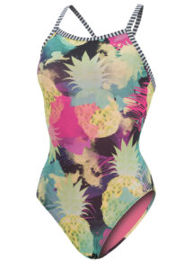 Dolfin Girl's Aloha V-2 Back Swimsuit - Yellow / Pink