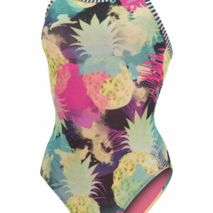 Dolfin Girl's Aloha V-2 Back Swimsuit - Yellow / Pink