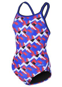 Dolfin Girls XtraSleek Eco Denali DBX Back Swimsuit - Red / White / Blue