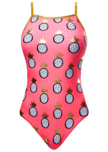 The Finals Funnies Girl's Kingston Foil Flutter Back Swimsuit - Pink/Gold