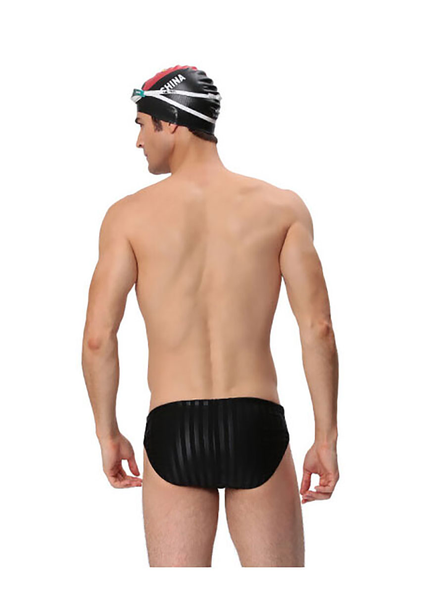 Yingfa Boys 9802-1 Streak Sharkskin Swimming Trunks Black - Image 2