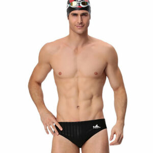 Yingfa Boys 9802-1 Streak Sharkskin Swimming Trunks Black