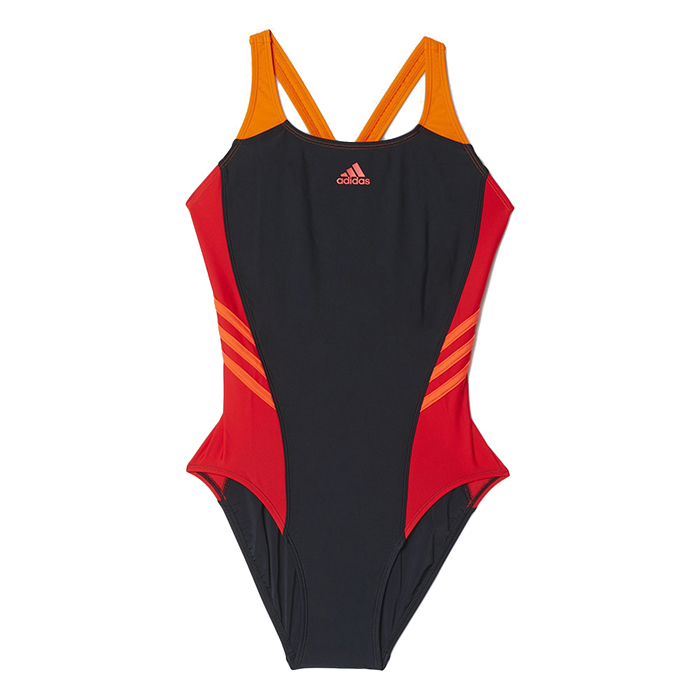 Adidas Girls Colorblock Swimsuit - Black / Ray Red - Image 6