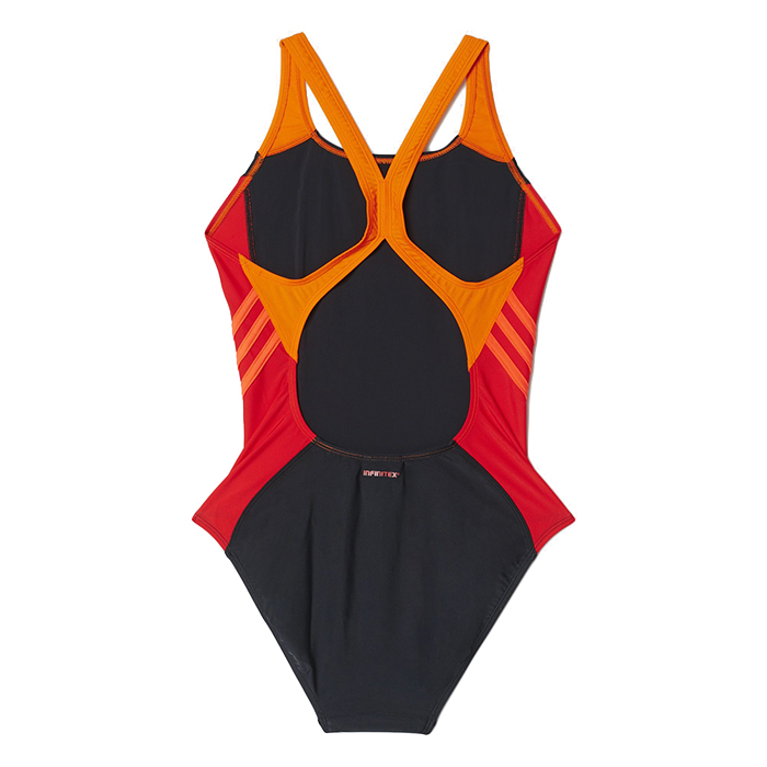 Adidas Girls Colorblock Swimsuit - Black / Ray Red - Image 7