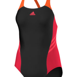 Adidas Girls Colorblock Swimsuit - Black / Ray Red