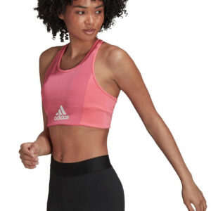 Adidas Women's Aeroready Designed 2 Move Logo Padded Sports Bra Top - Rose