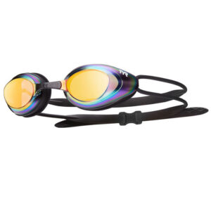 TYR Black Hawk Mirrored Goggles - Gold / Rainbow