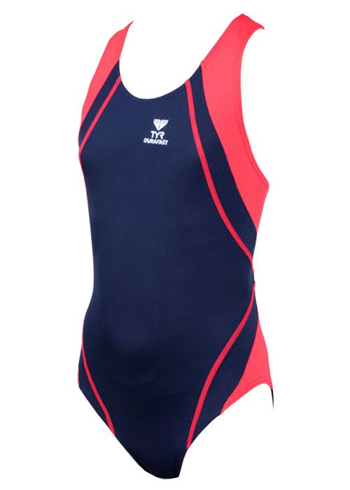 TYR Girls Titan Splice Maxback Navy Red