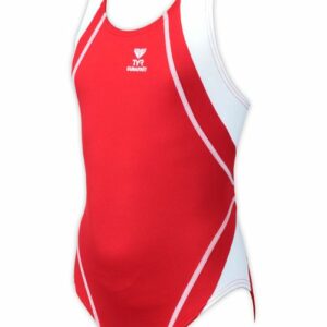 TYR Girls Durafast Titan Maxback Costume Red/white
