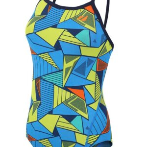 Zone3 Girl's Prism 2.0 Strap Back Swimsuit - Blue / Yellow