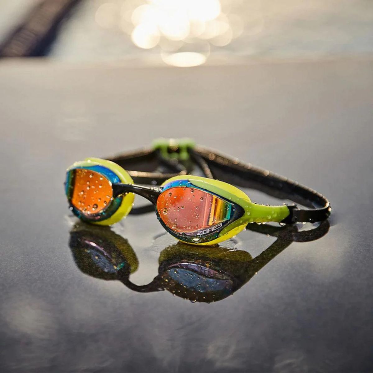 Zone3 Volaire Streamline Racing Goggles Mirror Revo Lens - Green / Black - Image 4