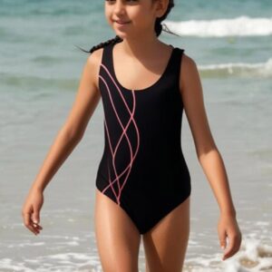 Aquasphere Girls Lily Swimsuit - Black / Bright Pink