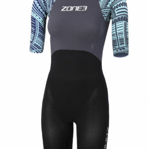 Zone3 Women's Kona-Target Short Sleeve Swim Skin - Grey / Green