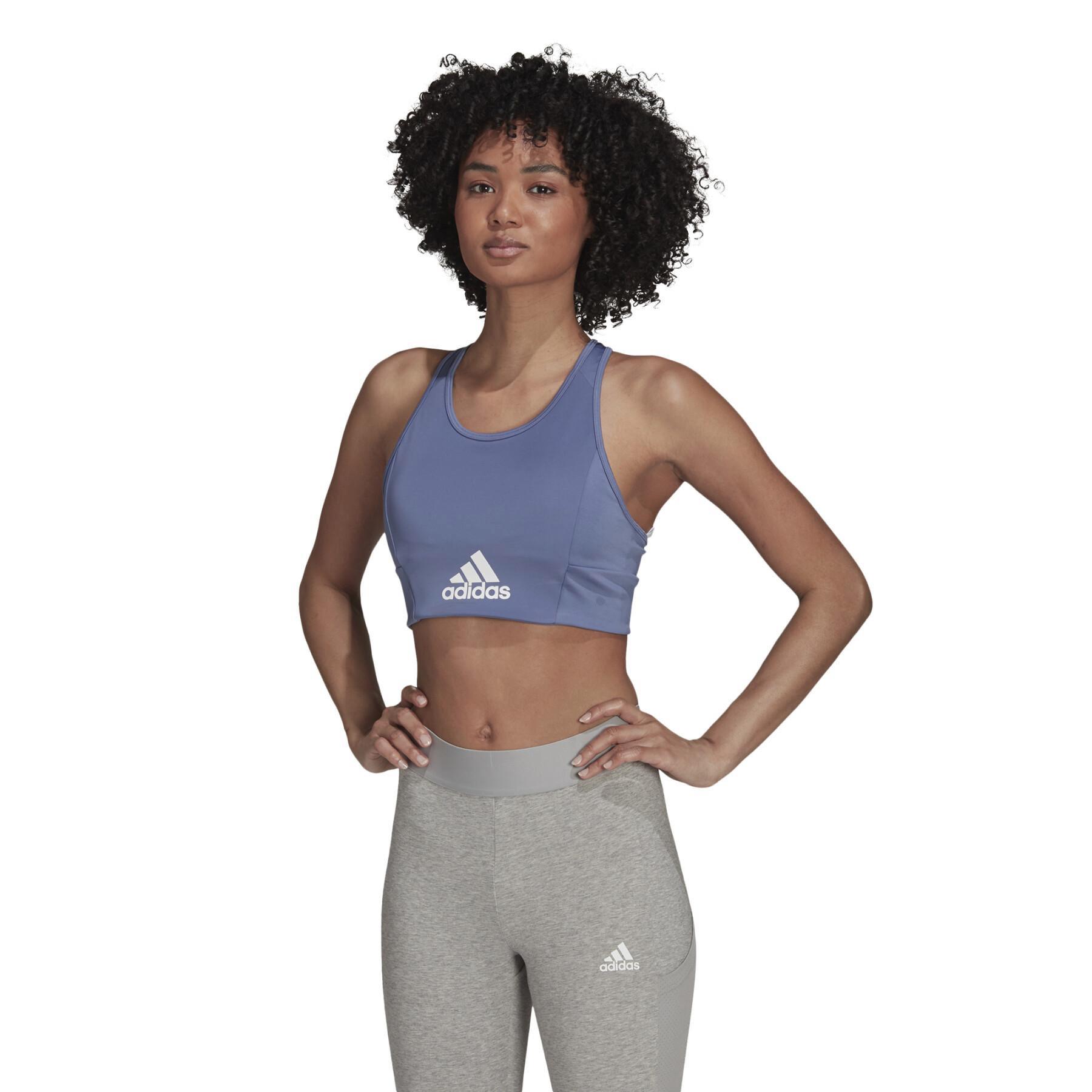 Adidas Women's Aeroready Designed 2 Move Logo Padded Sports Bra Top - Violet - Image 3