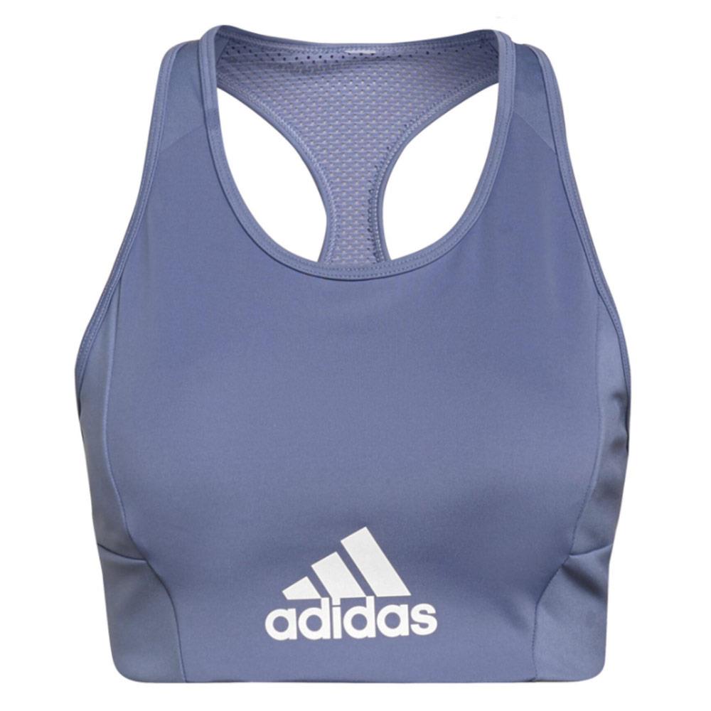 Adidas Women's Aeroready Designed 2 Move Logo Padded Sports Bra Top - Violet - Image 4