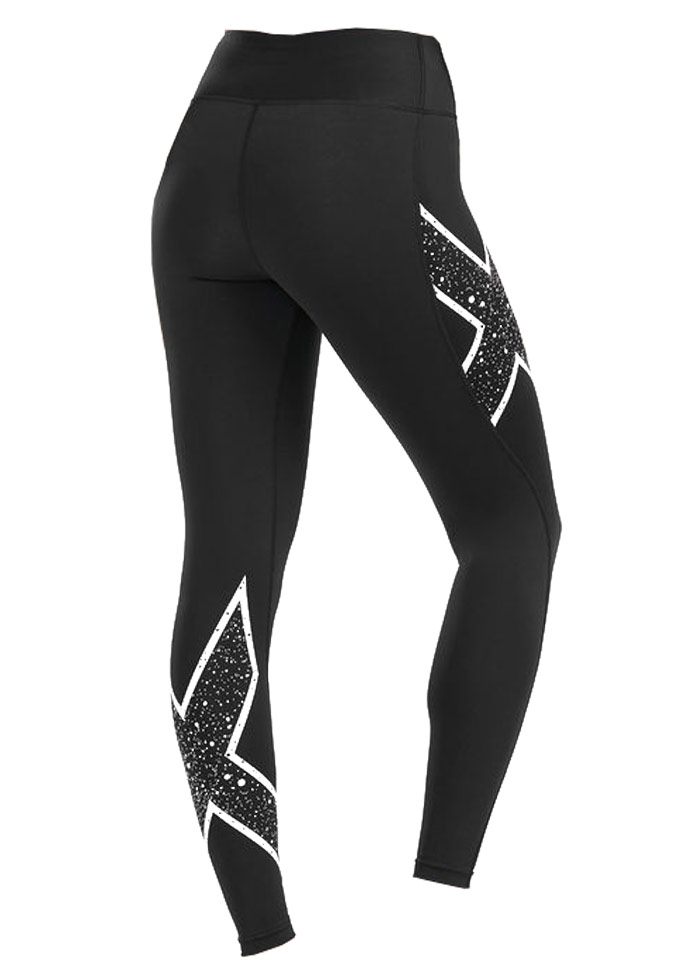 2XU Women's Bonded Mid-Rise Tights - Black/Galaxy White - Image 2