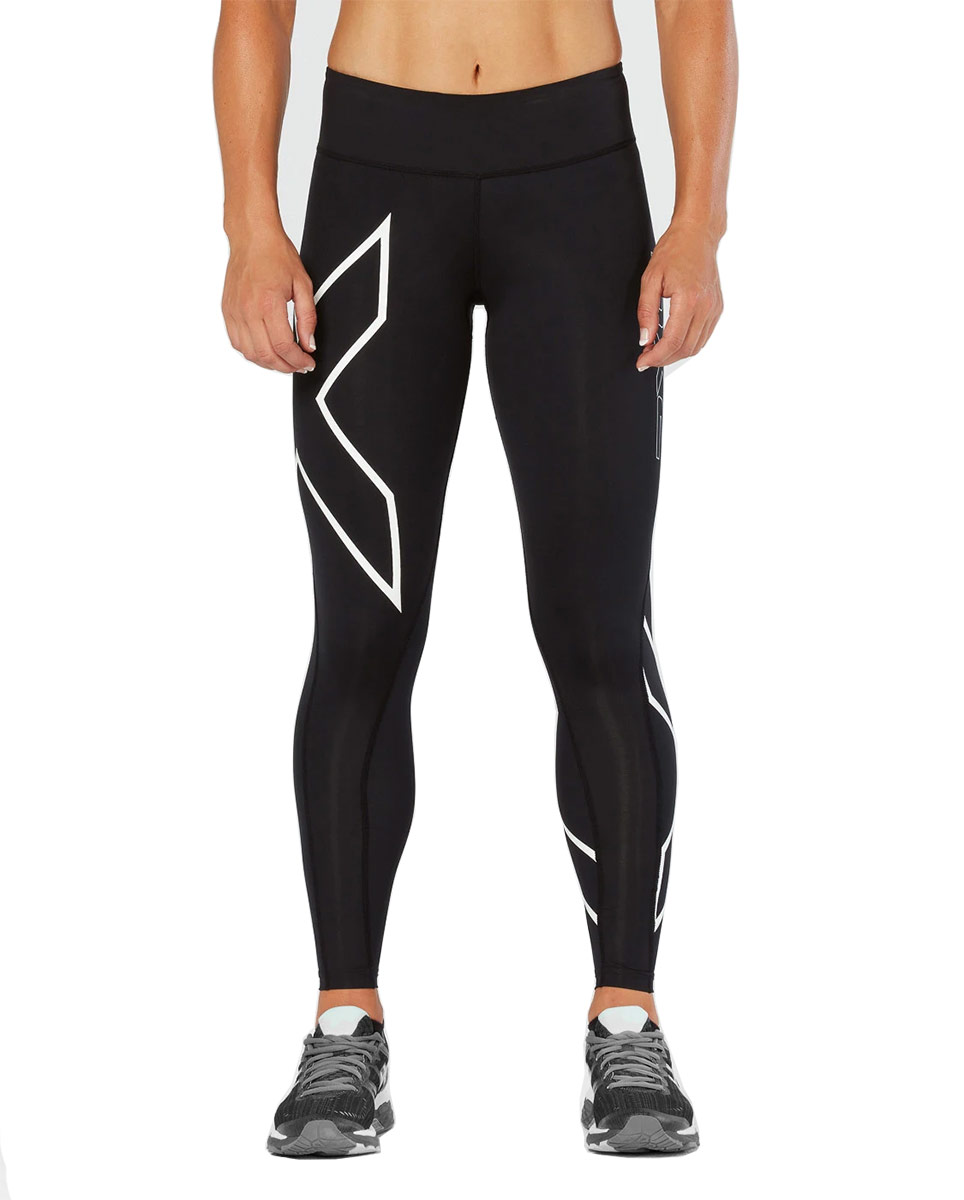 2XU Women's Bonded Mid-Rise Tights - Black/Galaxy White - Image 3