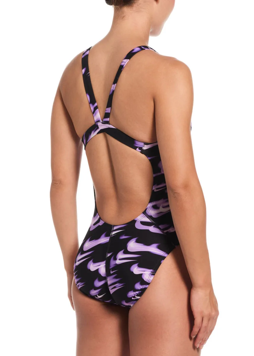 Nike HydraStrong Asteroid Swoosh Fastback One Piece Swimsuit - Bright VIolet