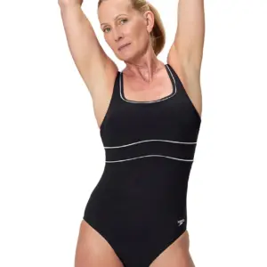 Speedo Shaping Contour Eclipse Printed Swimsuit - Black