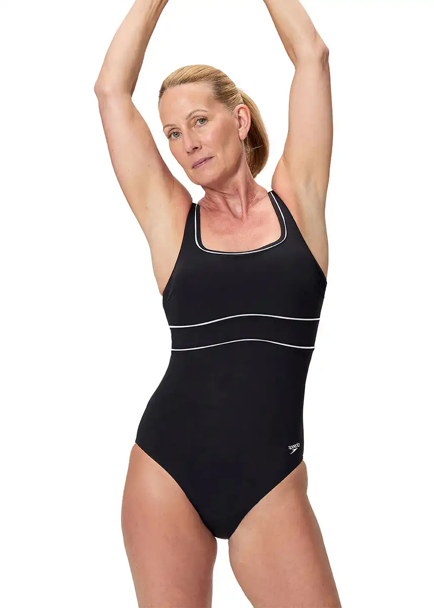 Speedo Shaping Contour Eclipse Printed Swimsuit - Black