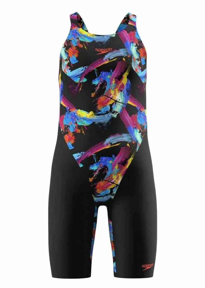 Speedo Girls Fastskin Junior Endurance+ Max Openback Kneeskin – Black/Multi