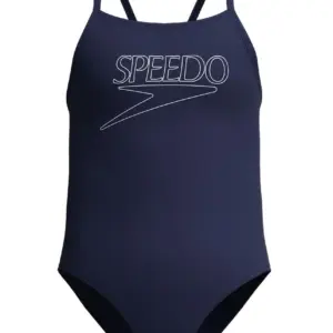 Speedo Girls Endurance+ Logo Thinstrap Swimsuit - Navy Blue