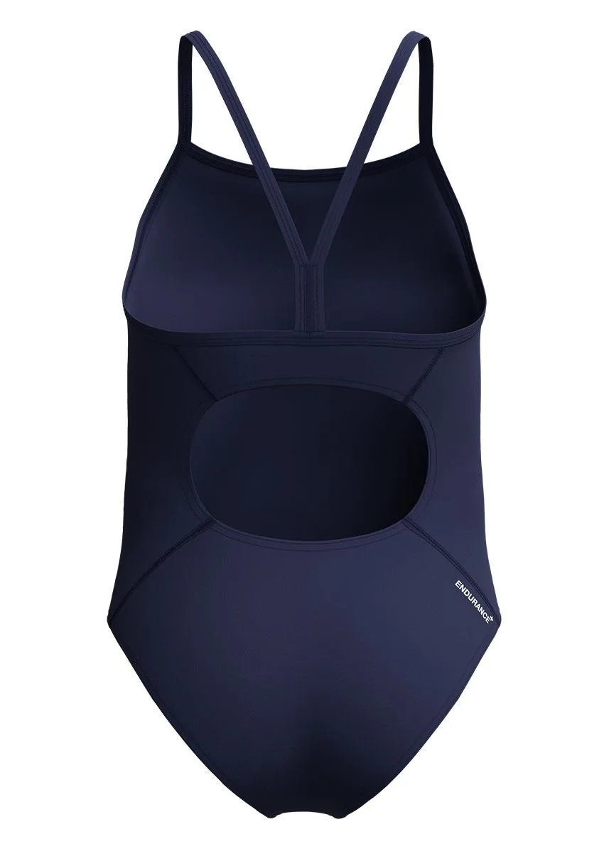Speedo Girls Endurance+ Logo Thinstrap Swimsuit - Navy Blue