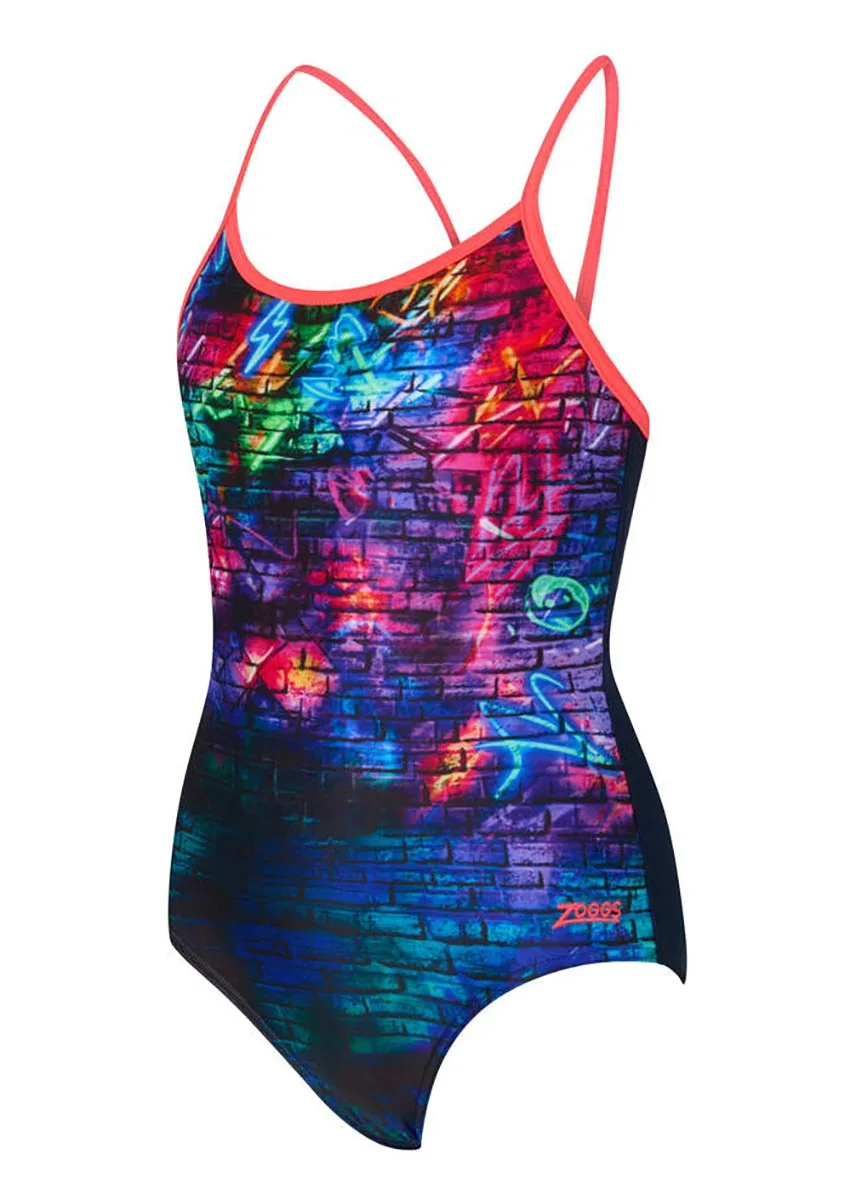 Zoggs Girls Graffiti Brick Sprintback Swimsuit - Image 5