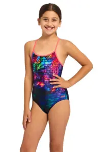 Zoggs Girls Graffiti Brick Sprintback Swimsuit