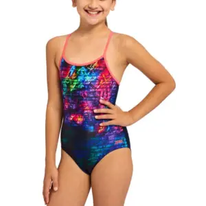 Zoggs Girls Graffiti Brick Sprintback Swimsuit