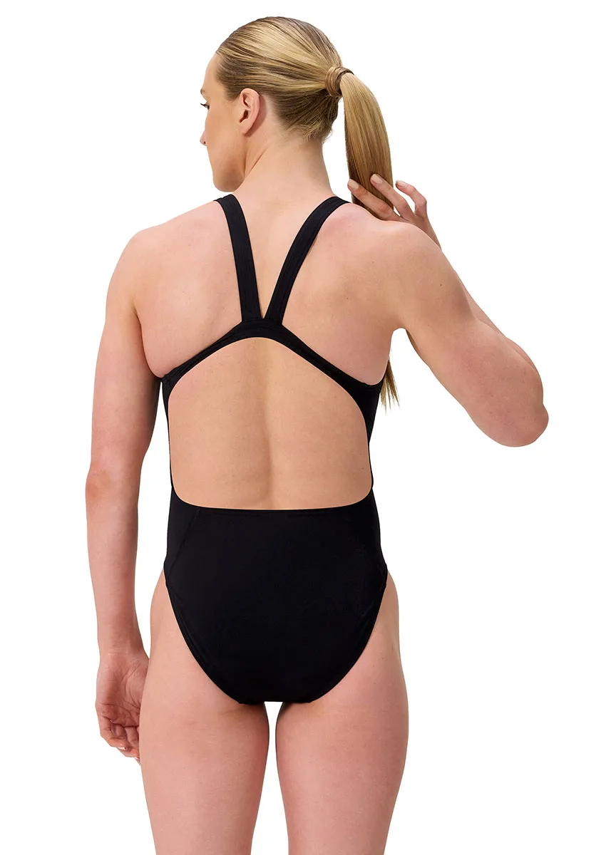 Speedo Women's Solid Leaderback Swimsuit - Black