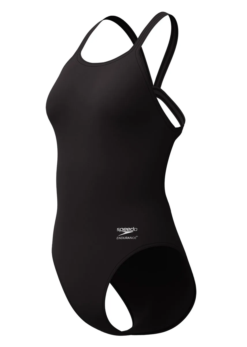 Speedo Women's Solid Leaderback Swimsuit - Black - Image 5