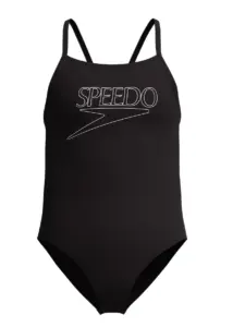 Speedo Girls Endurance+ Logo Thinstrap Swimsuit - Black