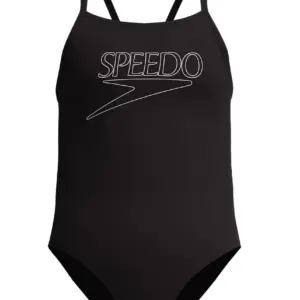 Speedo Girls Endurance+ Logo Thinstrap Swimsuit - Black