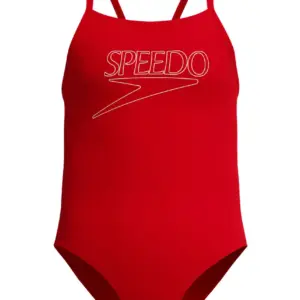 Speedo Girls Endurance+ Logo Thinstrap Swimsuit - Red