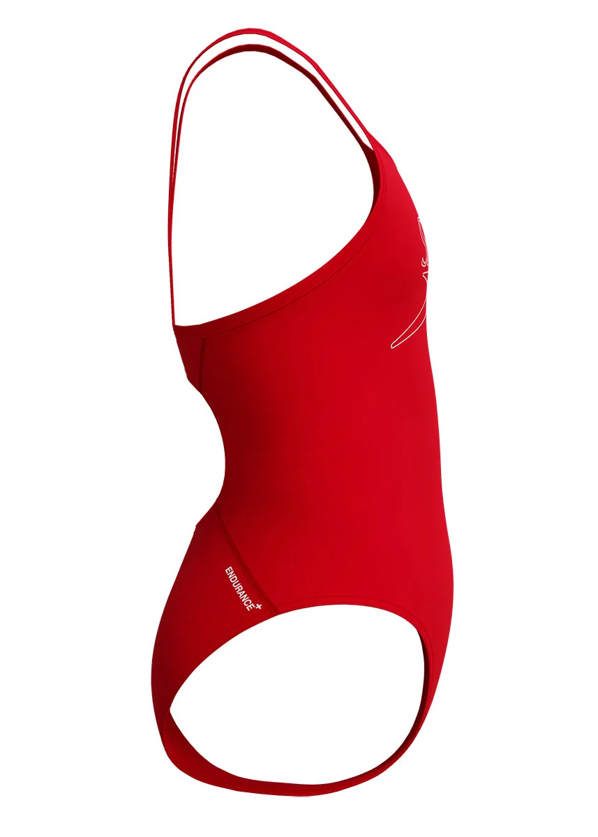 Speedo Girls Endurance+ Logo Thinstrap Swimsuit - Red - Image 5