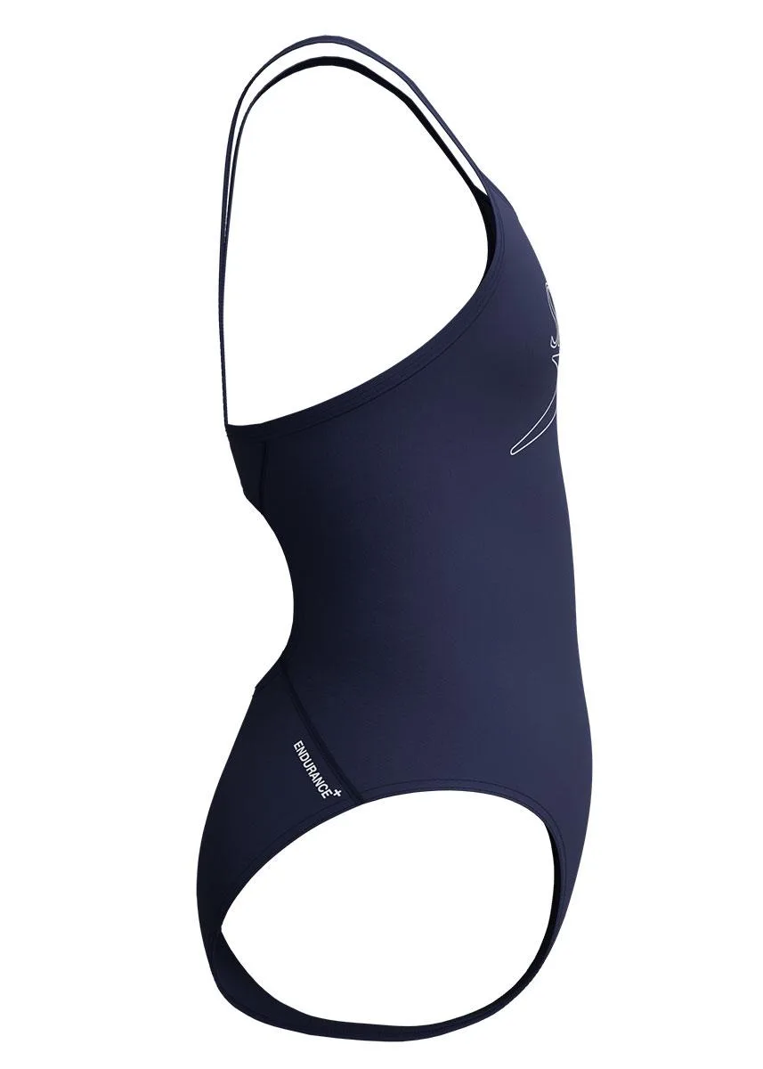 Speedo Girls Endurance+ Logo Thinstrap Swimsuit - Navy Blue - Image 6